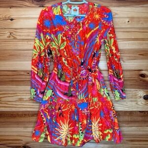 FARM Rio Magic Forest Mini Red Toucan Tropical Cotton Dress extra small